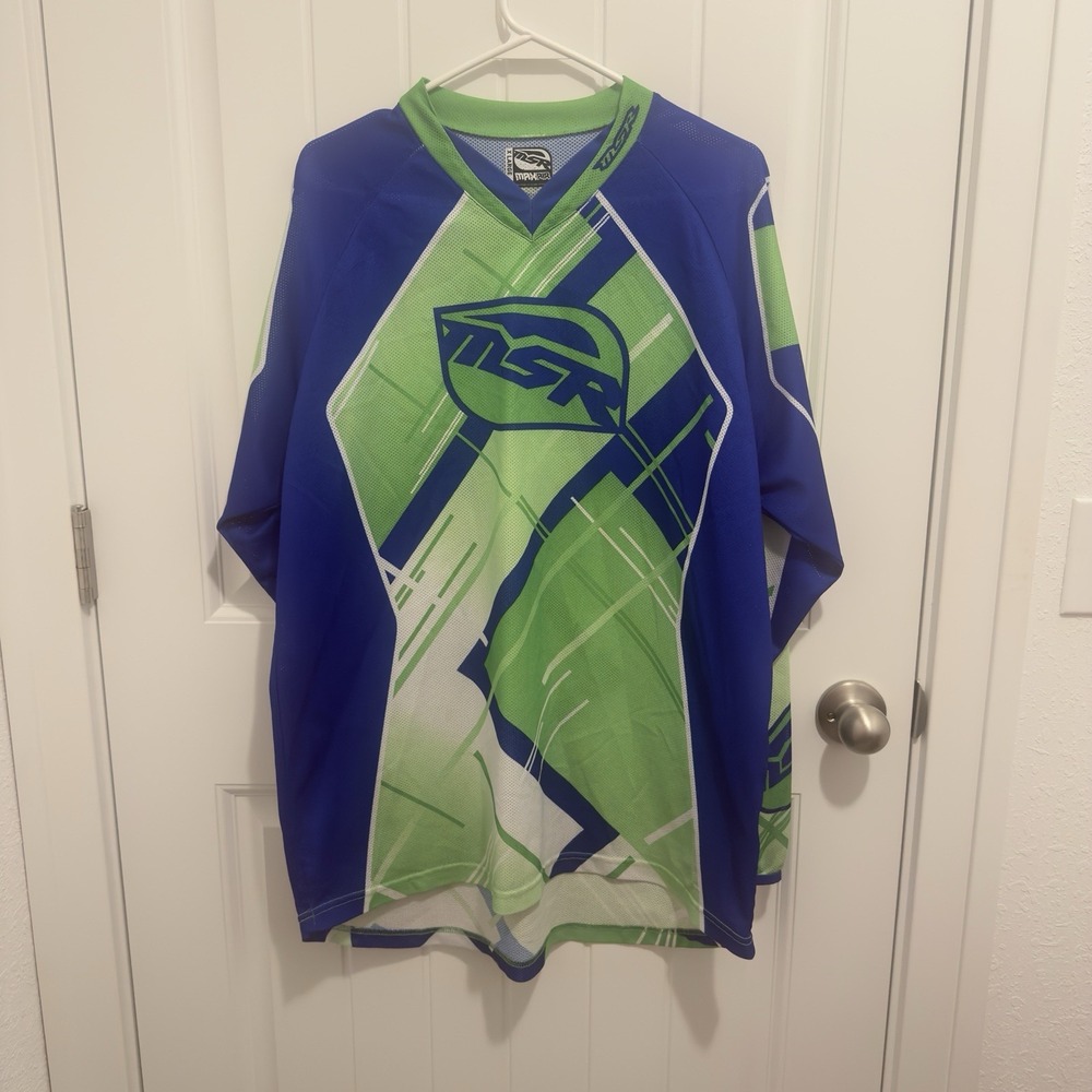MSR Max Air Motocross Racing Jersey Bright Blue Green White Size XL